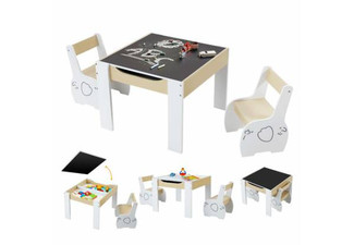 Kids Table & Two Chairs Set with Storage