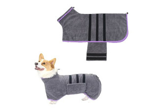 Drying Coat Bathrobe Towel for Dogs - Available in Two Colours, Seven Sizes & Option for Two-Pack