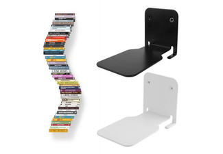 Two-Piece Wall Mounted Floating Bookshelf Set - Available in Two Colours & Option for Two Sets