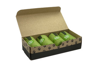 Four Rolls of Compostable Eco Dog Poop Bags - Options for Eight or 12 Rolls