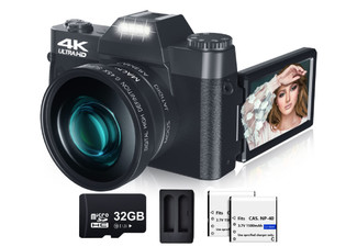 4K 48MP Digital Camera with 180-Degree Flip Screen