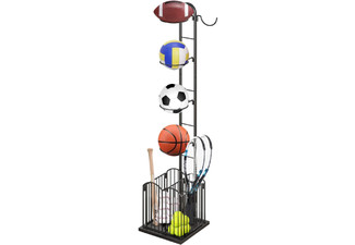 Four-Tier Ball Storage Rack with Basket
