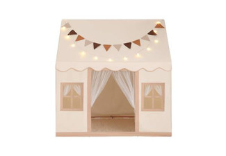 Kids Playhouse Play Tent with Mat & Lights - Two Colours Available