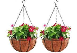 Two-Pack Metal Hanging Planter Basket - Three Sizes Available