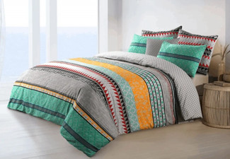100% Reversible Cotton Duvet Cover Incl. Two Pillowcases - Two Sizes Available