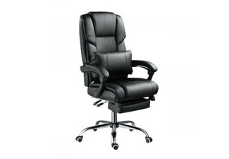 Massage Office Chair with Support & Retractable Footrest