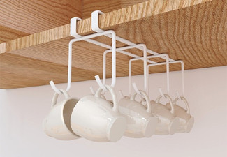 Two-Pack Under Cabinet Eight Hook Cup Rack - Two Colours Available