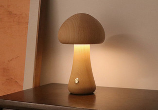 Wooden Mushroom Touch Dimming Lamp