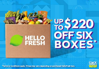 Click Frenzy Mayhem HelloFresh NEW & RETURN Customer Special Offer - At Least $50 Off for the First Box & Up to $220 OFF Six Boxes - Classic, Veggie, Family-Friendly, Calorie Smart, Carb Smart, Protein Rich or Flexitarian Recipes