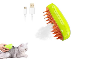 Three-in-One Pet Rechargeable Steam Brush - Available in Two Colours & Option for Two-Pack