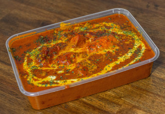 Indian Takeaway Combo Incl. One Curry, One Rice & Two-Naans - Option For Vegetarian or Non-Vegetarian Combo