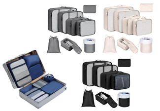 Eight-Pack Travel Packing Cubes - Available in Four Colours & Option for Two-Set