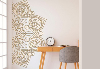 Half Mandala Flower Wall Decal - Available in Two Colours & Two Sizes