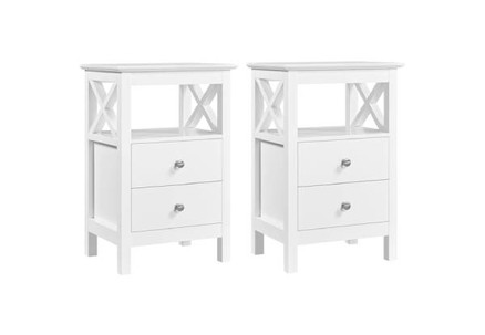 Two-Piece Bedside End Table Nightstand - Two Colours Available