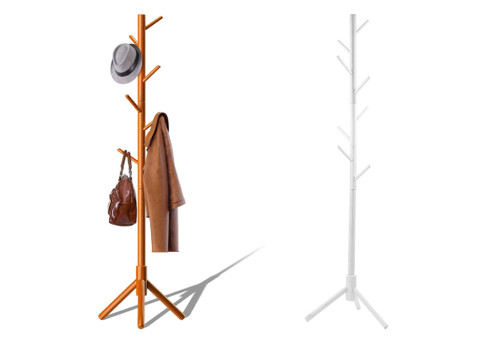 Eight-Hook Solid Wood Coat Rack - Two Colours Available