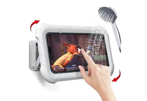 Water-Resistant 480-Degree Rotating Shower Phone Holder with Touch Screen