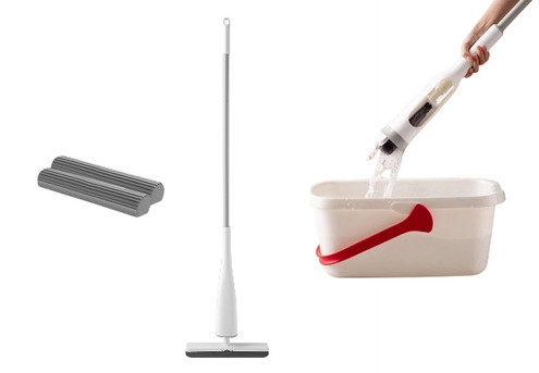 Self-Wringing Sponge Mop Incl. Two Replaceable Mop Heads - Two Options Available