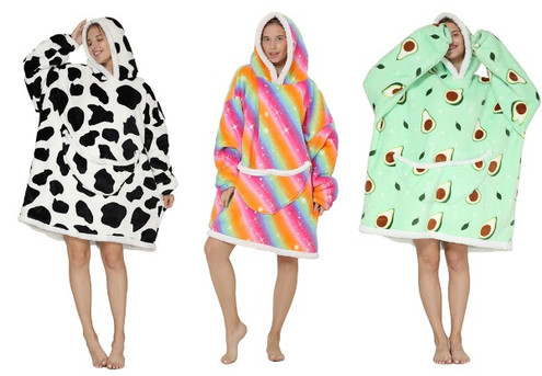 Warm Adult Hooded Blanket - Three Colours Available