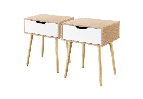 Two-Piece Bedside Nightstand Table - Two Colours Available