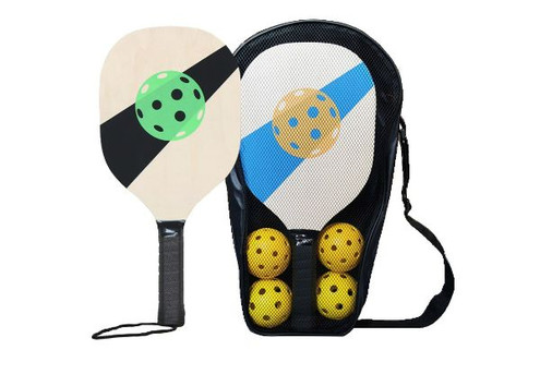 Wooden Pickleball Paddle Set with Drawstring Bag - Option for Two-Set
