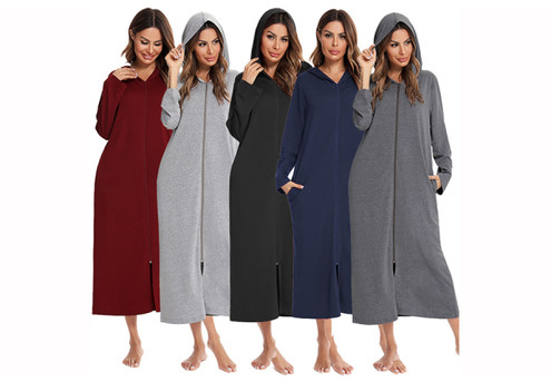 Women's Zip-up Cardigan Nightdress - Five Colours & Five Sizes Available