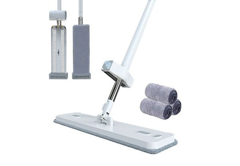Microfibre Flat Mop with Three-Piece Placement Cloth