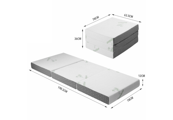 Luxdream Bamboo Foam Trifold Mattress  with Removable Bamboo Cover - Five Sizes Available