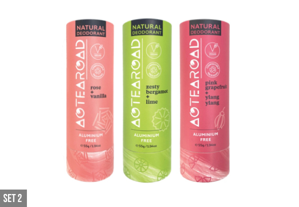 Three-Pack of Aotearoad Natural Deodorants - Two Options Available