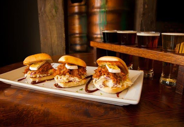 $30 for a Craft Beer Tasting for Two People incl. Haute Dogs & Pulled Pork Sliders (value up to $62)