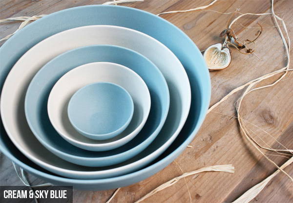 $25 for a Five-Piece Bamboo Bowl Set, or $39 for Two Sets – Available in Four Colours