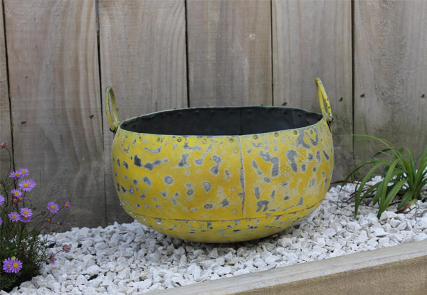 $39 for a Yellow Repurposed Iron Pot