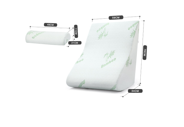 Two-Piece Foam Bed Wedge Pillow & Headrest