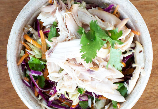 $15 for Any Medium Salad with your Choice of Free Range Chicken or Organic Tofu incl. Any Almighty Organic Juice – Two Locations Available (value up to $20.50)