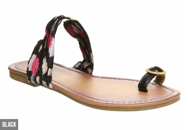 $14 for a Pair of Bamboo Justine Flat Sandals Available in Black or Beige with Free Shipping