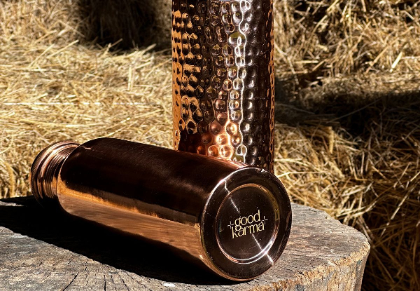 Copper 750ml Drinking Bottle - Available in Two Styles & Option for Two