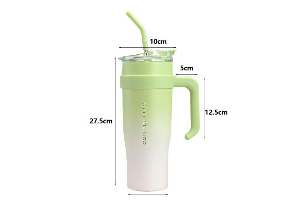 40oz Stainless Steel Tumbler with Handle & Straw - Available in Four Colours & Option for Two-Pack