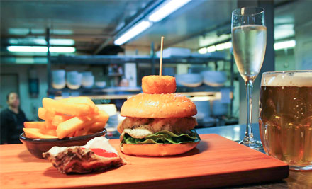 $25 for a Gourmet Beer Battered Clevedon Coast Oyster Burger with Tarragon Ranch, Crumbed Edam & Chips, Served with Beer or Bubbles (value up to $35)