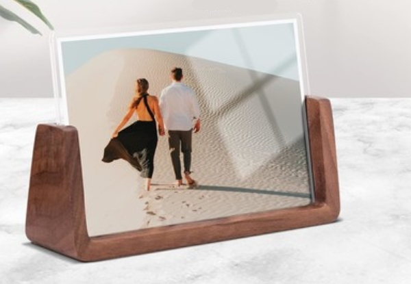 Solid Rustic Wooden Photo Frame with Walnut Wood Base - Two Options Available