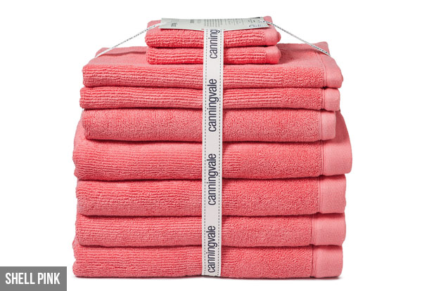 $99.95 for a Canningvale Corduroy Rib Nine Piece Towel Pack incl. Nationwide Delivery. Available in Five Colours (value $229.41)