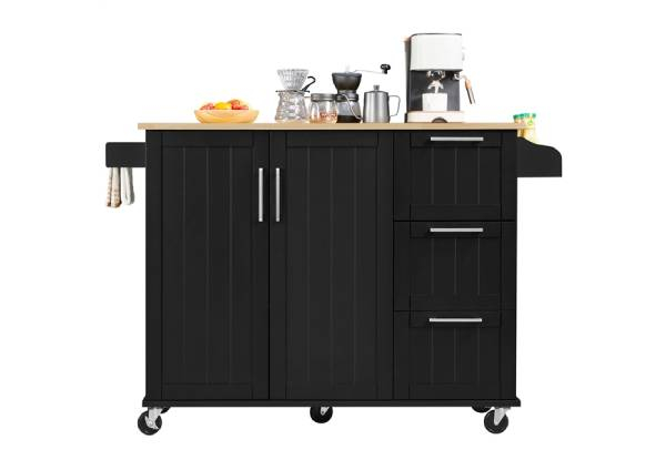 Kitchen Cart Island with Wood Top - Two Colours Available