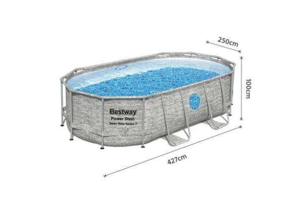 4.27 x 2.5 x 1m Bestway Steel Frame Above Ground Swimming Pool with Filter Pump