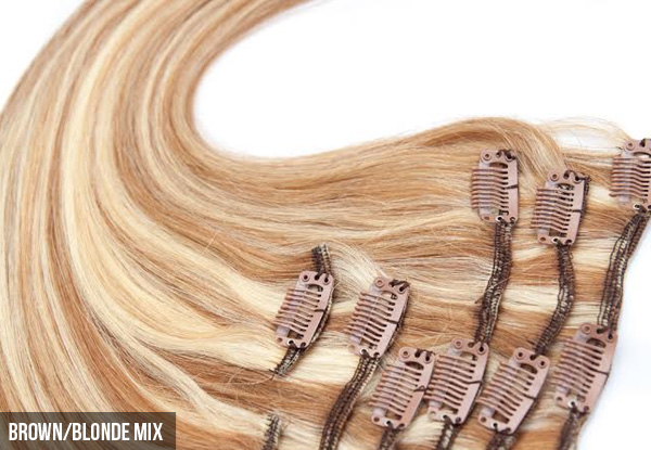 From $44.95 for a Set of Seven 100% Human Hair Remy Clip Hair Extensions - Available in a Range of Colours and Sizes