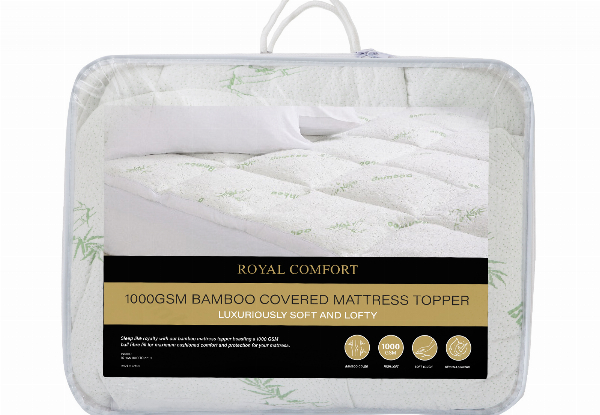 Royal Comfort 1000GSM Luxury Bamboo Covered Mattress Topper - Four Sizes Available