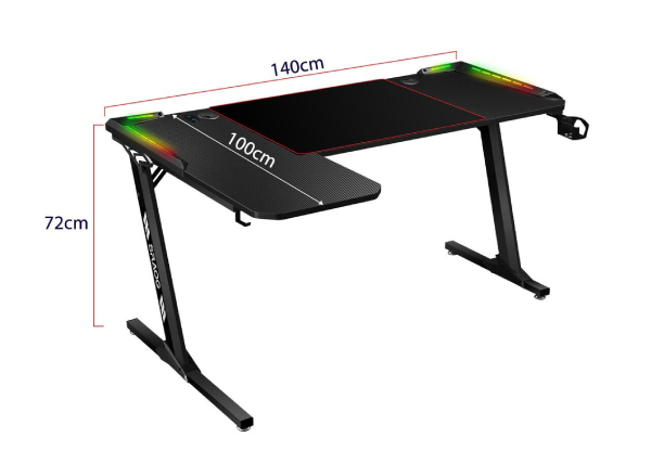 L-Shaped Gaming Desk with LED