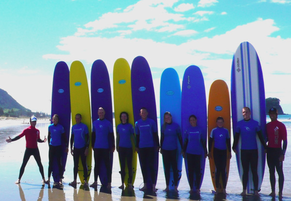 $10 for a Two-Hour Surfboard Hire or $35 for a Two-Hour Surf Lesson incl. Board & Wetsuit Hire at Tay Street, Mount Maunganui Beach (value up to $89.95)