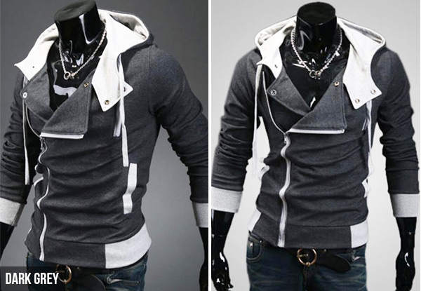 $33 for a Men's Slim Side Zip Hoodie – Available in Six Colours