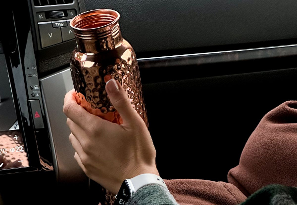Copper 750ml Drinking Bottle - Available in Two Styles & Option for Two