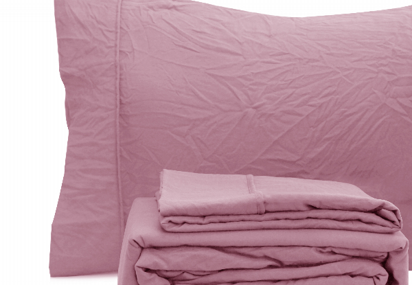 Ramesses Pebble Wash Linen Alternative Sheet Set - Available in Five Colours & Five Sizes