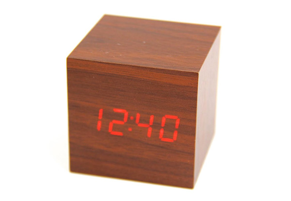 $14 for a Wooden Cube Digital LED Alarm Clock