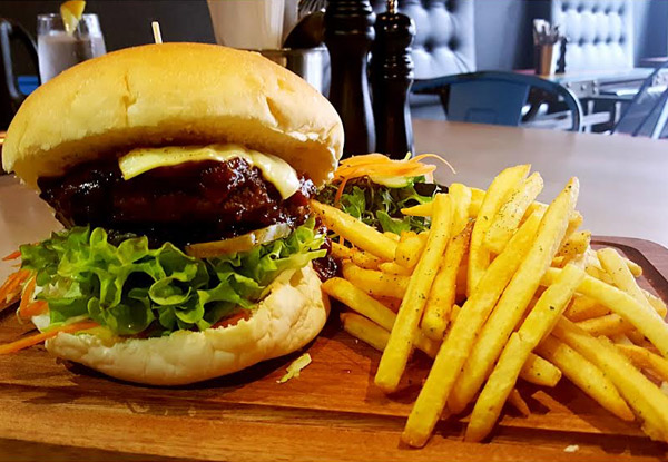 $25 for Two Gourmet Burgers incl. Fries, Salads & Drinks for Two People - Options for Four or Six People